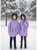 Fur-Lined Winter Parka Jacket for Kids 5138 - purpul