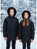 Fur-Lined Winter Parka Jacket for Kids 5138 - black