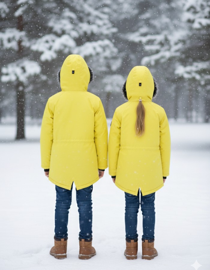 Fur-Lined Winter Parka Jacket for Kids 5138 - yellow