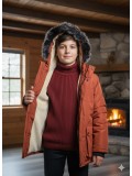 Kids' Sherpa-Lined Winter Parka Jacket 5139  - terracotta