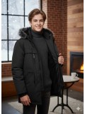 Teens' Sherpa-Lined Winter Parka Jacket 5140 - black