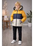 جاكيت ولادي شتوي مبطن فرو 5147 - فضي