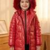 Glossy Girls' Winter Jacket with Full Fur Lining 5150  - red