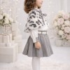 طقم بناتي فرو تنورة 3504 - gray