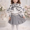 Girls Skirt and Blouse Set with Fur Cape 3504 - gray