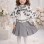 Girls Skirt and Blouse Set with Fur Cape 3504 - gray