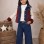Stylish 3-Piece Girls' Denim Set 3526 - burgundy