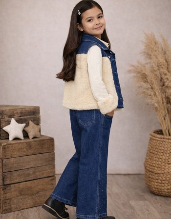 Stylish 3-Piece Girls' Denim Set 3526 - white