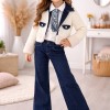 Stylish 3-Piece Girls' Denim Set 3528  - white