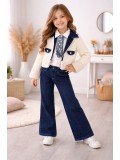 Stylish 3-Piece Girls' Denim Set 3528  - white