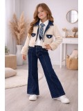 Stylish 3-Piece Girls' Denim Set 3528  - ivory