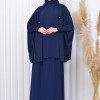 4 Piece Islamic Modest Set / Khimar & Skirt 824 - deep blue