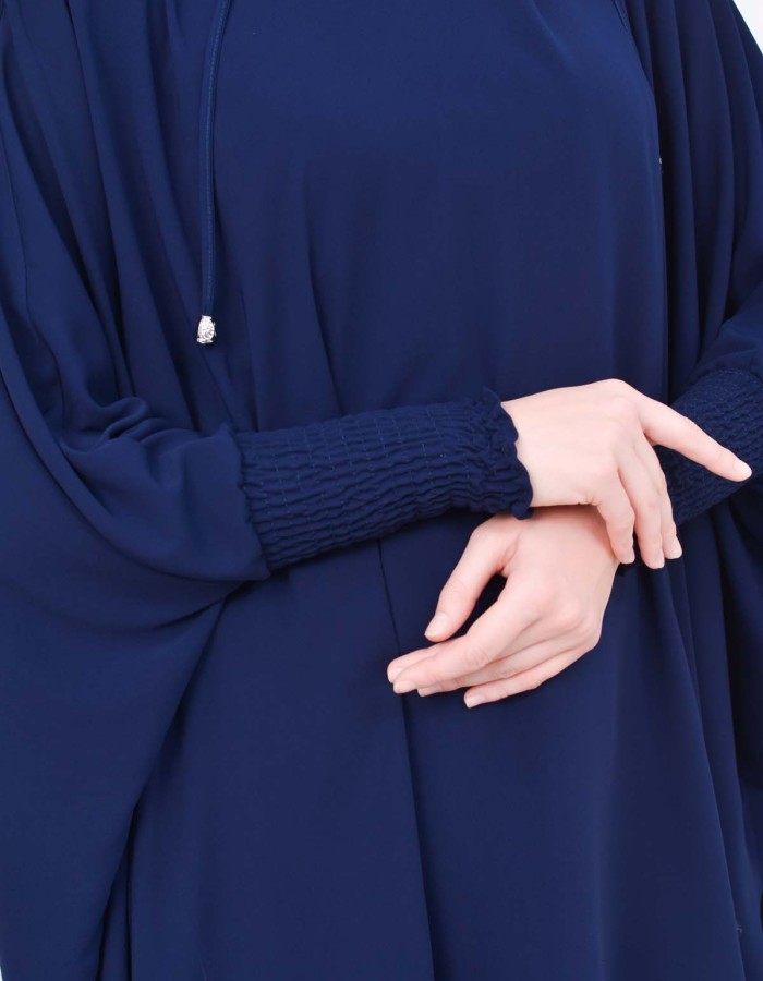 Muslim Hijab Dresses For Women -Standard Size Hooded Veiled Sheet 824 Lacivert