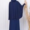 Muslim Hijab Dresses For Women -Standard Size Hooded Veiled Sheet 824 Lacivert