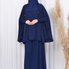 Muslim Hijab Dresses For Women -Standard Size Hooded Veiled Sheet 824 Lacivert