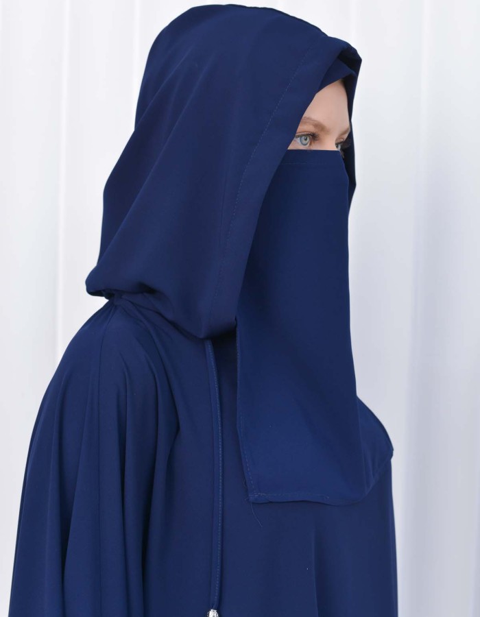 Muslim Hijab Dresses For Women -Standard Size Hooded Veiled Sheet 824 Lacivert