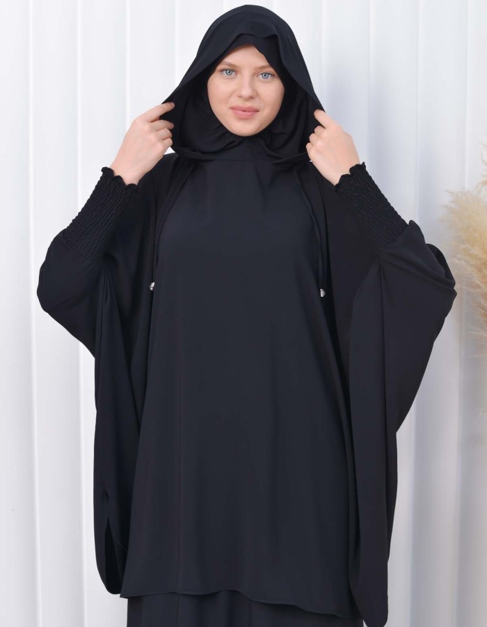 Muslim Hijab Dresses For Women -Standard Size Hooded Veiled Sheet 824 - black