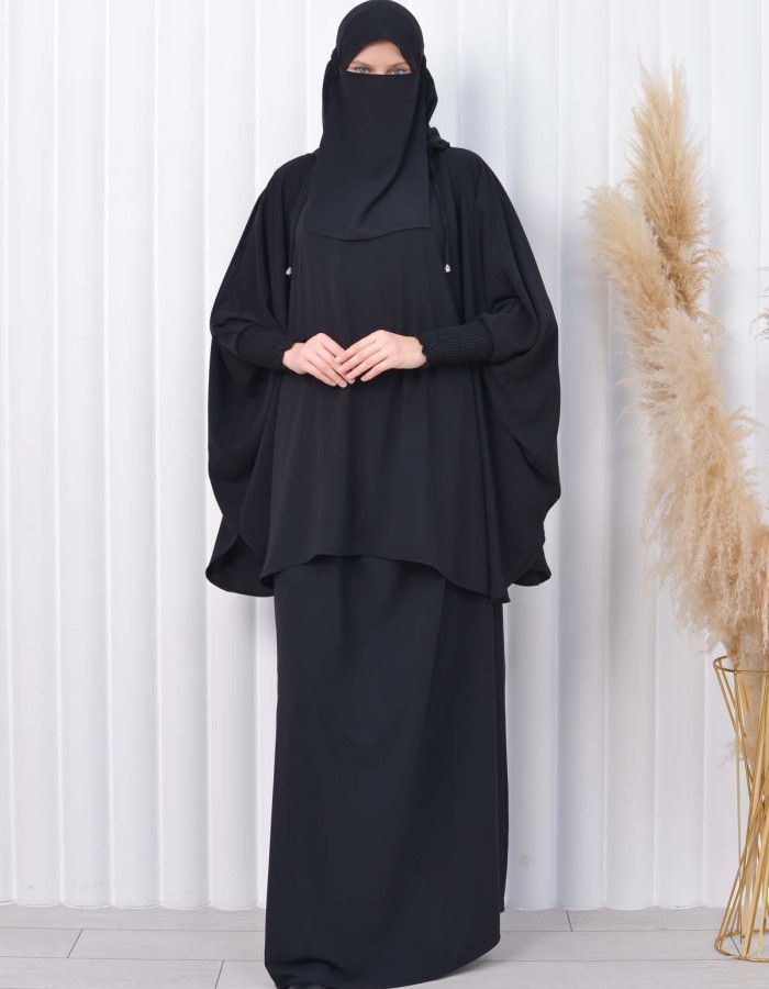 Muslim Hijab Dresses For Women -Standard Size Hooded Veiled Sheet 824 - black