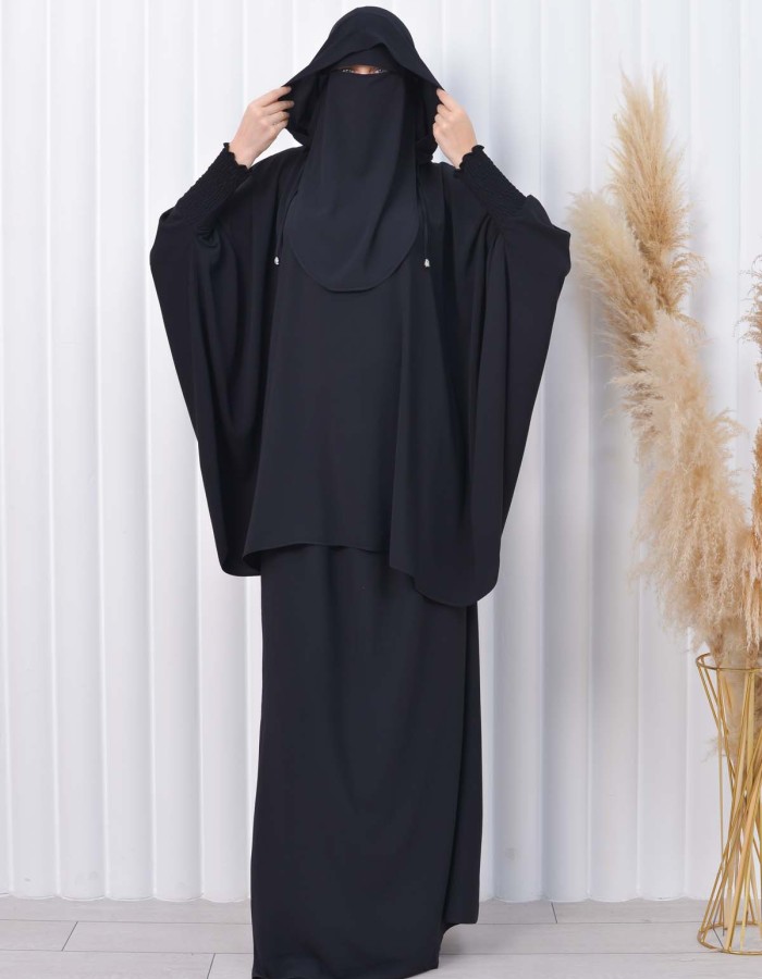 Muslim Hijab Dresses For Women -Standard Size Hooded Veiled Sheet 824 - black