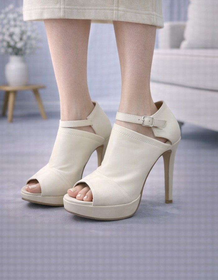 6305 حذاء نسائي عالي - Beige