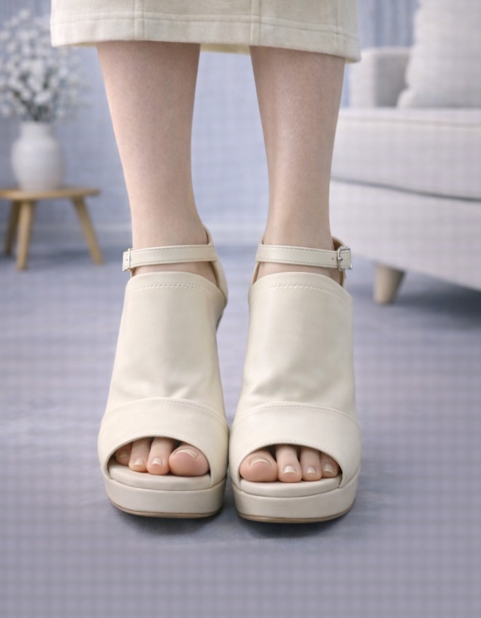 6305 حذاء نسائي عالي - Beige