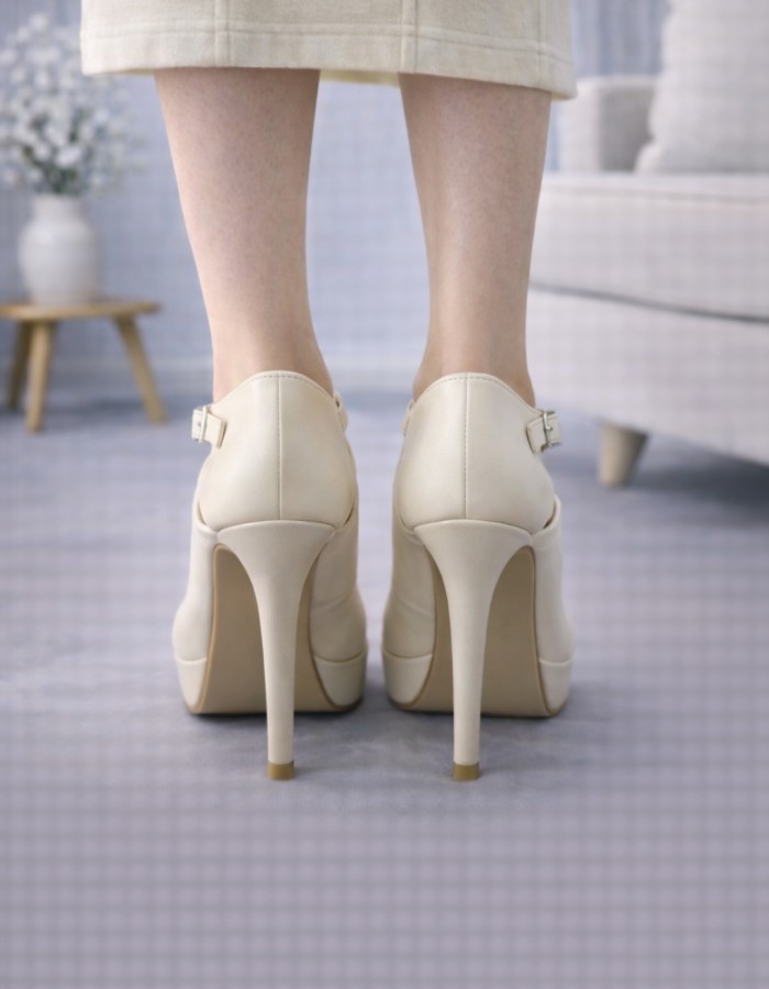 6305 حذاء نسائي عالي - Beige