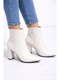 Damen-Stiefeletten in Kroko-Optik mit Blockabsatz 6321 - Weiß