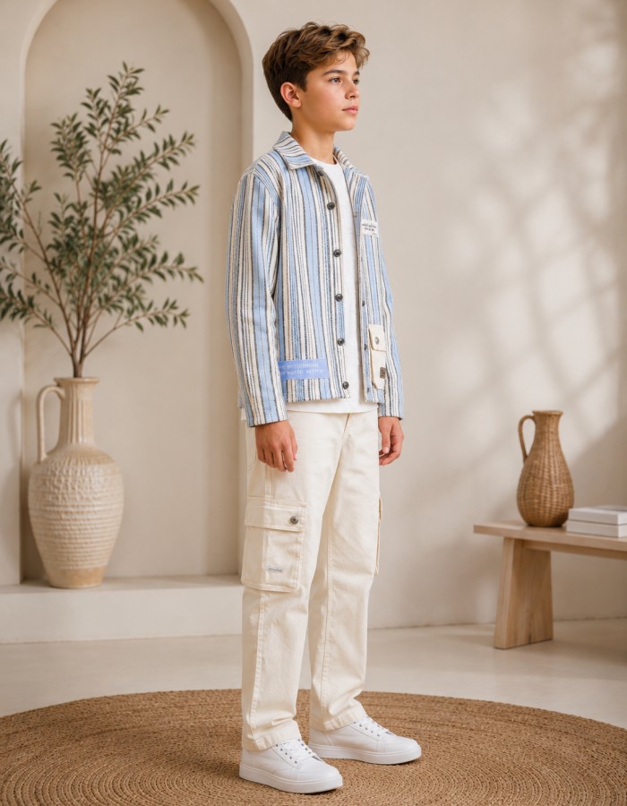 3552  طقم صبياني أتيكيت ثانك - Jeansfarbe