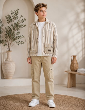 3552  طقم صبياني أتيكيت ثانك - beige