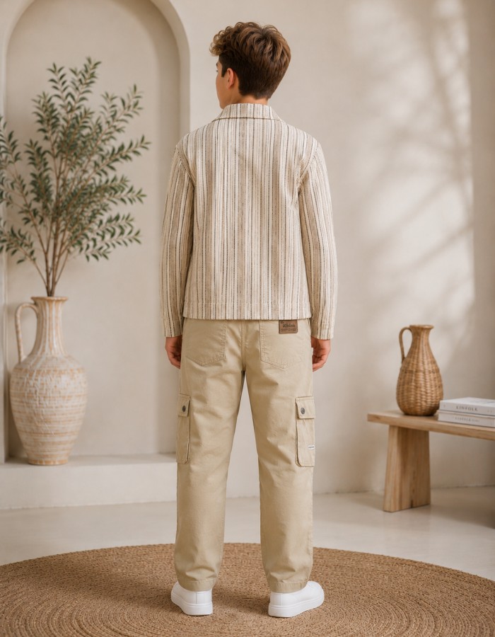 3552  طقم صبياني أتيكيت ثانك - Beige