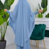 Muslim Dresses For Women ,Abayas Prayer Islamic Clothes Long dress Hijab Bonnet 2Pieces Sleeve Hijab Sheet 822 Bebe Mavi