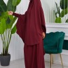 Muslim Dresses For Women ,Abayas Prayer Islamic Clothes Long dress Hijab Bonnet 2Pieces Sleeve Hijab Sheet 822 - burgundy