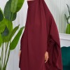 Muslim Dresses For Women ,Abayas Prayer Islamic Clothes Long dress Hijab Bonnet 2Pieces Sleeve Hijab Sheet 822 - burgundy