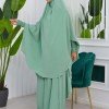 Muslim Dresses For Women ,Abayas Prayer Islamic Clothes Long dress Hijab Bonnet 2Pieces Sleeve Hijab Sheet 822 - mint