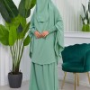 Muslim Dresses For Women ,Abayas Prayer Islamic Clothes Long dress Hijab Bonnet 2Pieces Sleeve Hijab Sheet 822 - mint