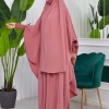 Muslim Dresses For Women ,Abayas Prayer Islamic Clothes Long dress Hijab Bonnet 2Pieces Sleeve Hijab Sheet 822 - light pink