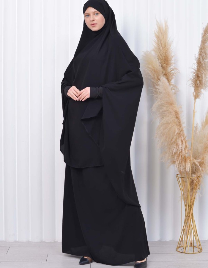ISLAMIC WEARING Hijab 2Pieces Madine LIGRA Sleeve 822 - black