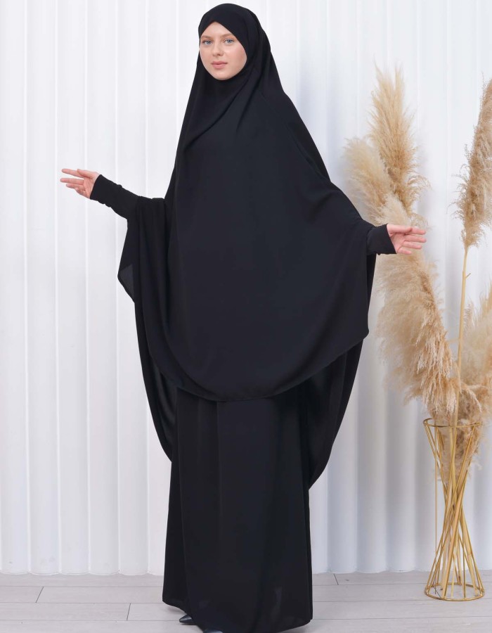 ISLAMIC WEARING Hijab 2Pieces Madine LIGRA Sleeve 822 - black