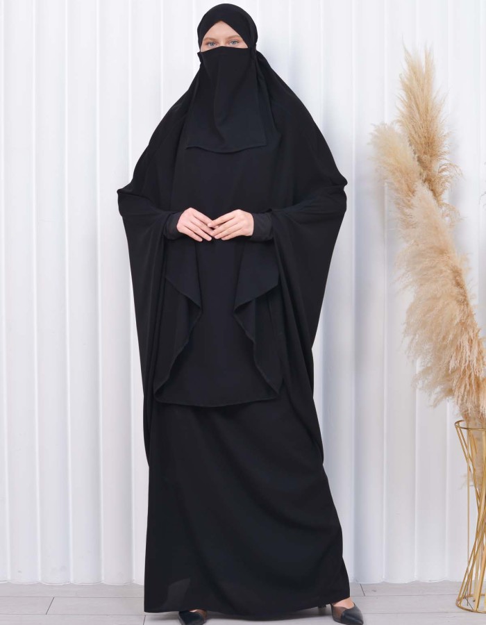 ISLAMIC WEARING Hijab 2Pieces Madine LIGRA Sleeve 822 - black