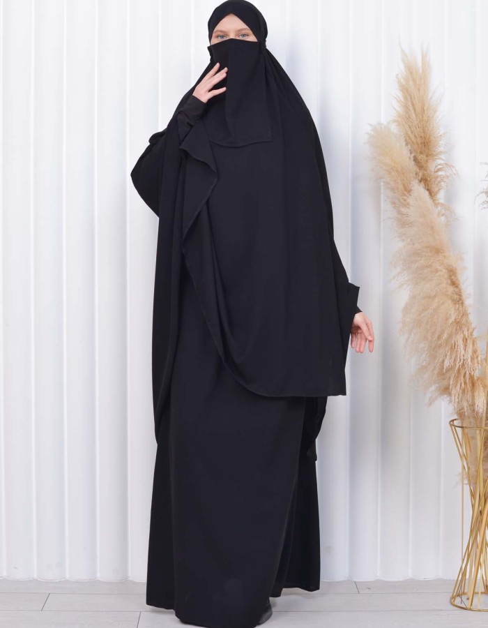 ISLAMIC WEARING Hijab 2Pieces Madine LIGRA Sleeve 822 - black