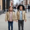 Dacron Puffer Jacket for Kids Fur Lined 5146 - beige