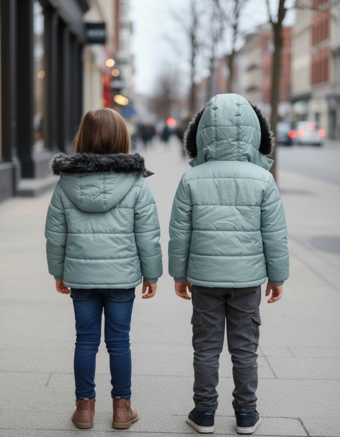 Dacron Puffer Jacket for Kids Fur Lined 5146 - mint