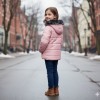 Dacron Puffer Jacket for Kids Fur Lined 5146 - pink