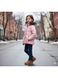 Dacron Puffer Jacket for Kids Fur Lined 5146 - pink