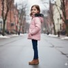 Dacron Puffer Jacket for Kids Fur Lined 5146 - pink