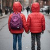 Dacron Puffer Jacket for Kids Fur Lined 5146 - red