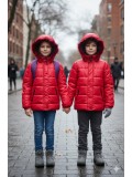 Dacron Puffer Jacket for Kids Fur Lined 5146 - red