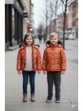 Dacron Puffer Jacket for Kids Fur Lined 5146 - terracotta