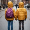 Dacron Puffer Jacket for Kids Fur Lined 5146 - yellow