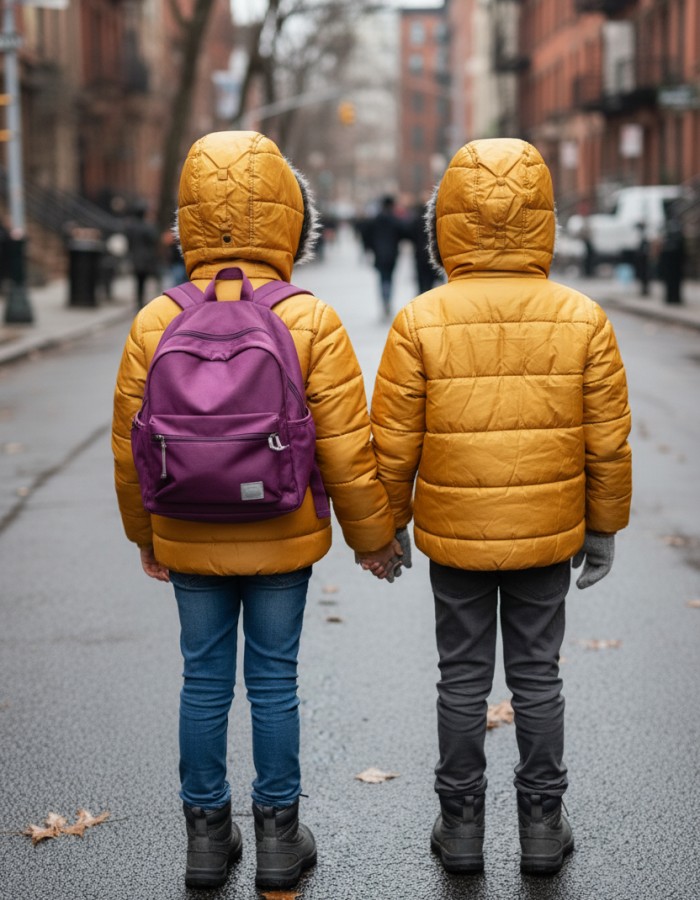 Dacron Puffer Jacket for Kids Fur Lined 5146 - yellow